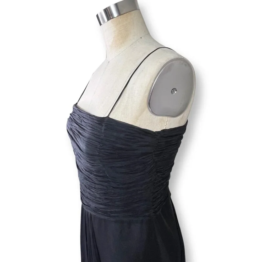 [[ SAJA ]] Elegant, Layered Drape Black Silk Maxi Dress :: 8 - Picture 10 of 15